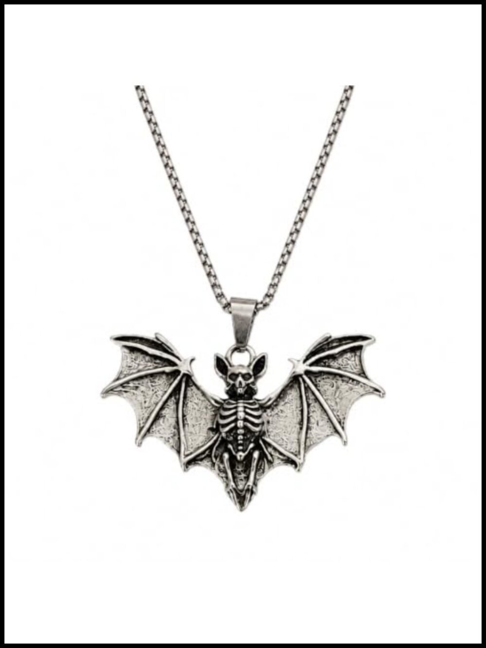 Gothic Bat Pendant Necklace Stainless Steel Punk Halloween Jewelry